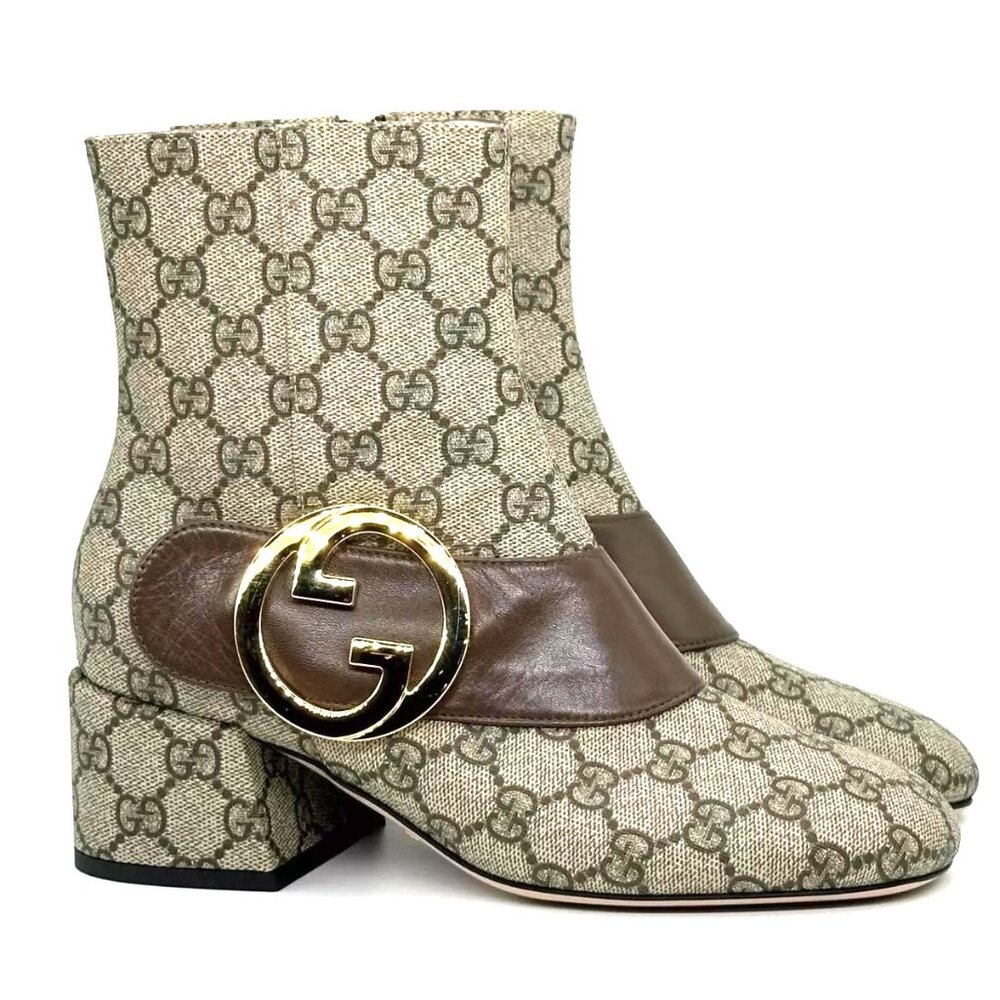 Gucci Blondie Interlocking GG Medallion Logo Ankle Booties Boots Heels - Picture 7 of 16